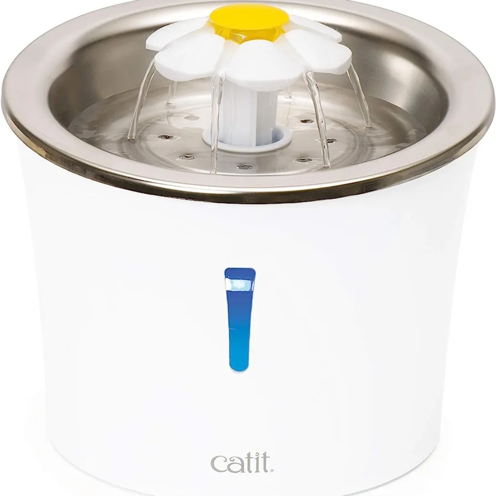 Catit Stainless Steel Flower Cat Drinking Water Fountain W/Triple Action…